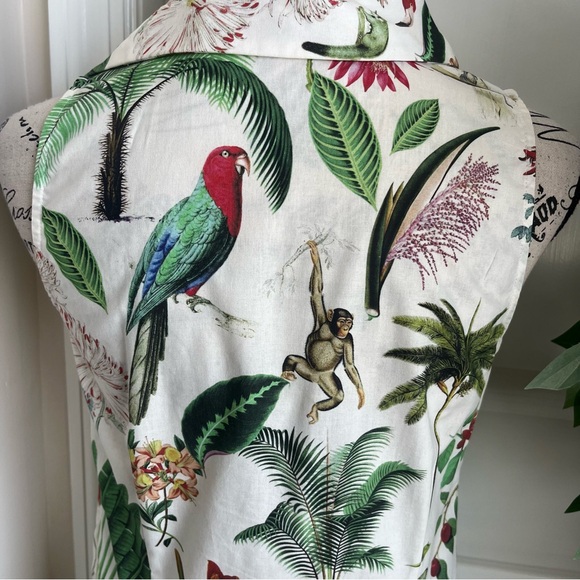 Vilagallo Jungle Tropical Print Sleeveless Dress White US Sz 4 - Picture 12 of 16